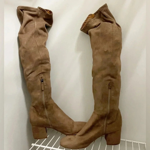 Franco Sarto knee high boots block heel faux suede - Picture 2 of 7